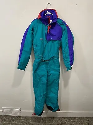Columbia Radial Sleeve Snow Ski Suit Color Block Vintage Retro Teal Mens Small • $65