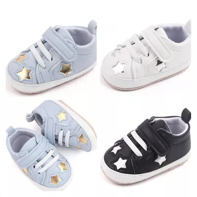 Newborn Baby Boy Girl Pram Shoes Toddler Soft Sole Pre-Walker Trainers Sneakers • £4.99