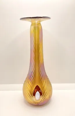 Vintage Studio Art HandBlown Glass Vase Carnival Glass Colors By Igor Muller  • $75