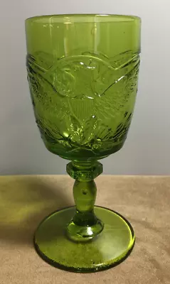 Vintage KANAWHA Green American Eagle Pressed Glass Goblet • $20