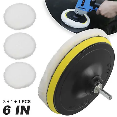 £7.79 • Buy 5pcs 6  Wool Buffing Polishing Pad With Wheel Mop For Car Polisher Drill Adapter