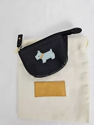 Radley Small Black Leather Coin Purse With Dustbag Blue Scottie Dog • £8