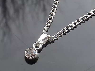£3.99 • Buy Handmade Stainless Steel Necklace With Birthstone Pendant 16-30  Long