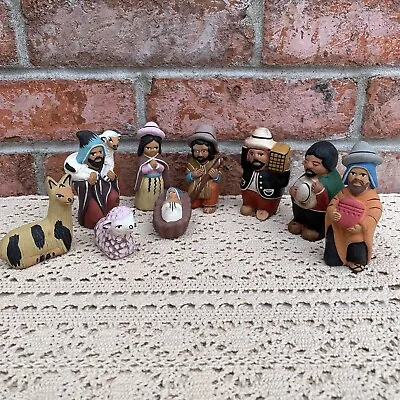 Vintage Folk Art Handmade Nativity Mexican Peru Clay Pottery Terra Cotta • $39.95