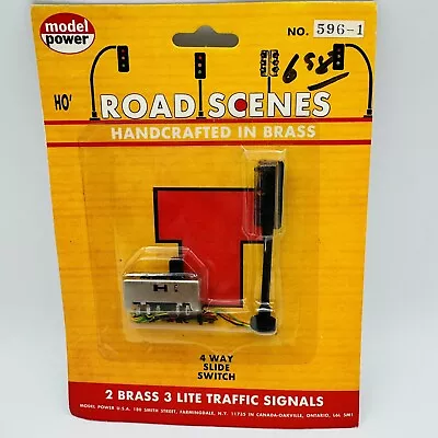 HO Model Road Scenes 2 Brass 3 Lite Traffic Signal 596-1 4 Way Slide Switch • $14.71