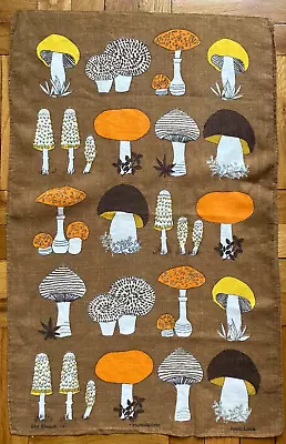 Vintage Irish Linen Old Bleach Mushroom Tea Towel Retro MCM 1960s/70s • $16.50