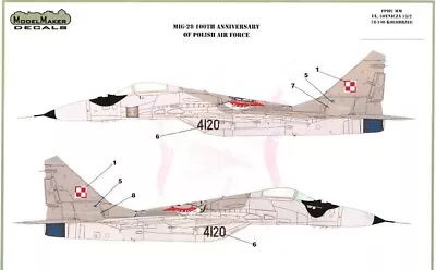 Model Maker Decals 1/48 MIKOYAN MiG-29 100th Anniversary Of The Polish Air Force • $12.99