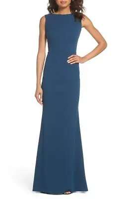 Katie May MSAK0055 Vionnet Drape Back Crepe Gown SZ 0 Blue • $107.20