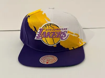 New Mitchell & Ness Los Angeles Lakers Paintbrush Adjustable Snapback Hat Cap 👌 • $29.95