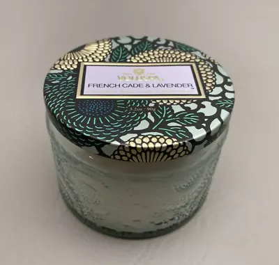 Voluspa FRENCH CADE LAVENDER Petite 3.2 Oz. Embossed Glass Jar Candle NEW • $19.95