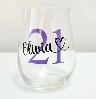 Personalised Birthday Glass Tumbler Stemless Wine Gift 18th 21st 30th 40th 50th • £8.99