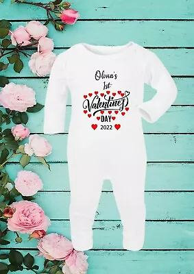 Personalised Name Valentine's Day Baby Vest Valentine's Day Gift  Baby Vest 119 • £7.99