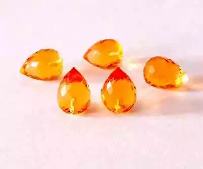 6 Pcs Hydro Citrine Quartz Briolette Tear Drop Faceted Beads Half Drill 10x18MM • $22.25