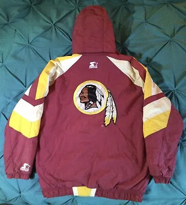 Vintage 90s PRO LINE Starter Washington Redskins Jacket Men's Red Puffer Coat M￼ • $49.69