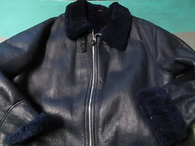 VTG Daniel's Blue B-3 Shearling Wool Leather Flight Bomber Jacket Men's 9XL • $299.99