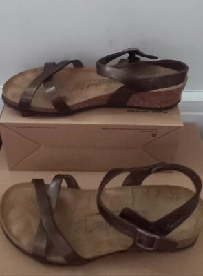 £39.99 • Buy Birkenstock Papillio Brown Bronze Leather Wedge Sandals Size 7.5 VGC Hardly Wor