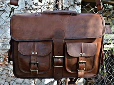 Mens Genuine Leather Vintage Laptop Shoulder Briefcase Messenger Bag Satchel NEW • $64.80