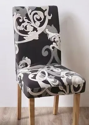 NEW Set/4 Beautiful Damask Elastic Chair Covers Slipcovers • $20