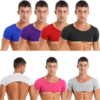 Men's Vest Crop Top Workout Cropped Tank Top Casual Muscle Tee Club-wear T-Shirt • $7.17