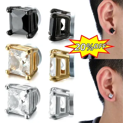 Mens & Women Clip On Earrings Non-Piercing Zircon Magnetic Ear Stud Cr Z9Y3 • $1.97