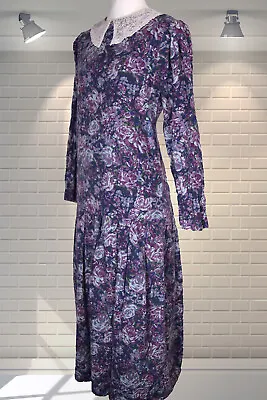 £64.99 • Buy Dreamy Vintage 1980s Edwardian Style Dropped Waist Dress LAURA ASHLEY UK 10