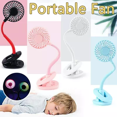 Portable 360° Mini Fan Travel USB Rechargeable Clip On Desk Pram Car Cooling Fan • $15.69