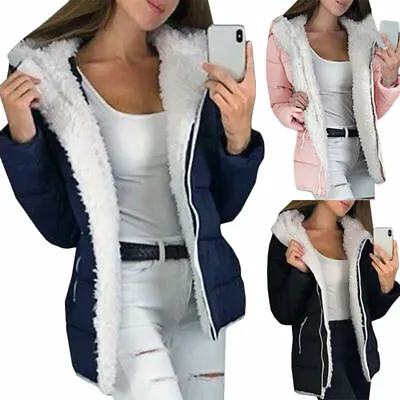 £24.50 • Buy Plus Size Womens Hooded Jacket Coat Ladies Winter Warm Fur Fluffy Parka Outwear