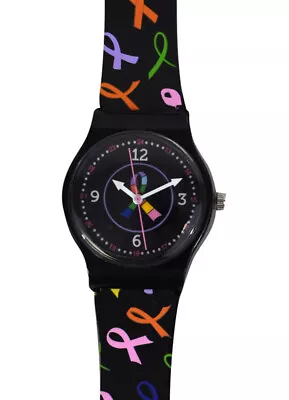 CLEARANCE! Nurse Medical Multi Cancer Awareness Ribbon Jelly Watch NIB! • $12