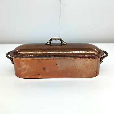 Vintage Dehillerin Trout Kettle Copper Tin L40 Steam Cooking Fish Kitchenware • $300