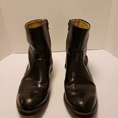 Vintage Men's Leather Ankle Boots Size 8EE Avonite Black Side Zip Hypalon Sole • $54.99