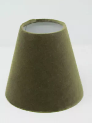 Lampshade Tapered Olive Green Velvet Small Candle Clip Chandelier Light Shade • £21.45