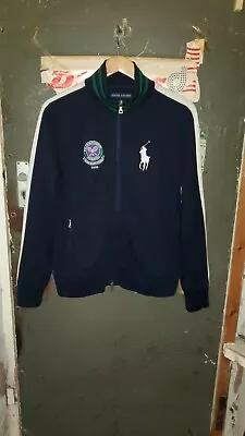 *POLO RALPH LAUREN Wimbledon Jacket 2008 Blue Tennis Full Zip Mens Medium VGC* • £43.50