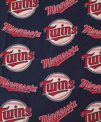 Minnesota Twins Baseball Fabric Traditions 13” X 58  Wide On Navy MLB Remnant • $6.39