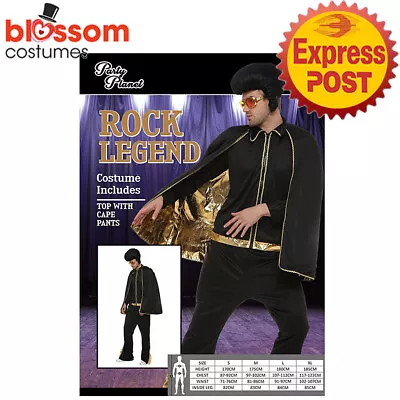 CA2044 Rock Legend Black Adult Mens Elvis Presley Cape 1950 Rock Star Costume • $30.15