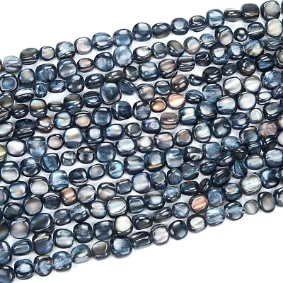 8-12MM Dark Blue Mother Of Pearl Shell MOP Gemstone Pebble Nugget Beads (D433) • $7.99