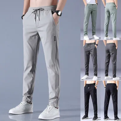 Casual Fast Dry Stretch Pants Mens Business High Elastic Waist Classic Trousers. • $10.30