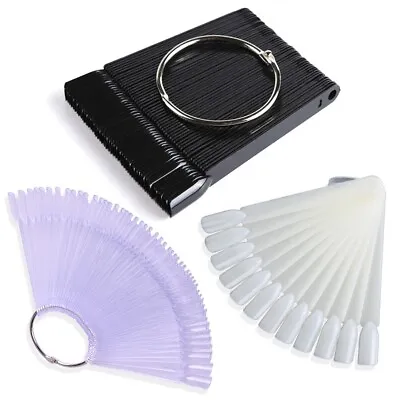 50Pcs False Nail Art Polish Tip Sample Practice Display Fan Board Swatches • £3.99