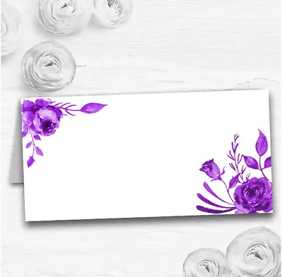 Cadbury Purple & White Watercolour Floral Wedding Table Seating Name Place Cards • £7.96