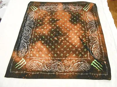 BLACK & BROWN Monster ICE DYED Tie Dye Acid Washed Cotton Biker Hanky BANDANA • $8.95