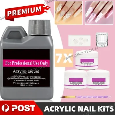 Acrylic Nail Art Starter Kit Clear White Pink Acrylic Powder 120ML Liquid Set AU • $15.94