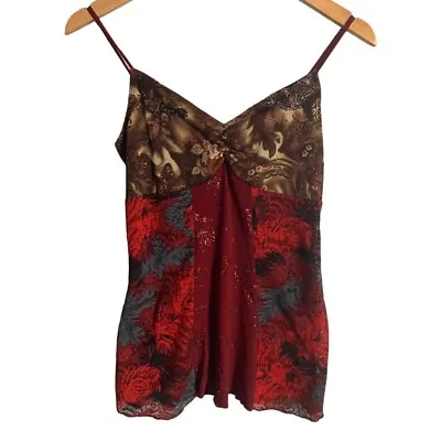 MKM Designs Vintage Camisole Animal Print Lace Sparkles Size Small Abstract • $15.21