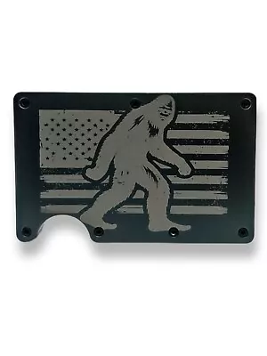 Bigfoot American Flag Minimalist Wallet RFID Blocking Slim Money Clip Gun Metal • $16