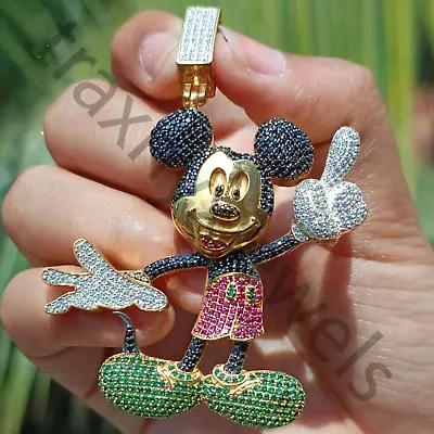 3.75 Ctw Multi Color 14K Yellow Gold Plated Mickey Mouse Cartoon Pendant 3  • $202.25