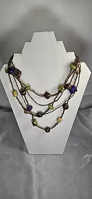 Copper Prurple Green Beaded Necklace Mardi Gras Elegant Prom Formal • $15