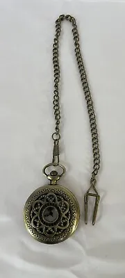 Stylish Fashion Gentleman Brass Time Traveler Round Pocket Watch With Chain • $12.74