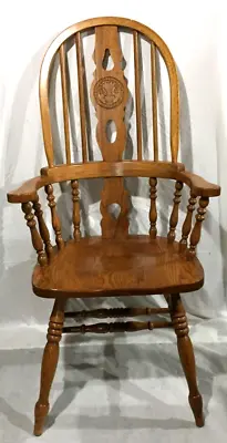 Vintage H.W Hull & Sons Oak Wood Windsor Armchair - Rare!! • $159.99