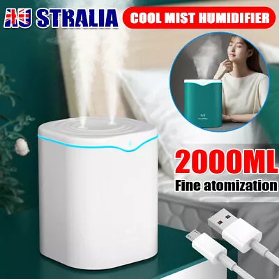 2L USB Air Humidifier Essential Oil Aromatherapy Diffuser Spray 2 Port Home OZ • $17.85