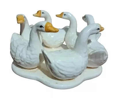 Ceramic Ring Circle Of Swans Geese Ducks Tea Light Votive Candle Holder 5 IN • $11.95