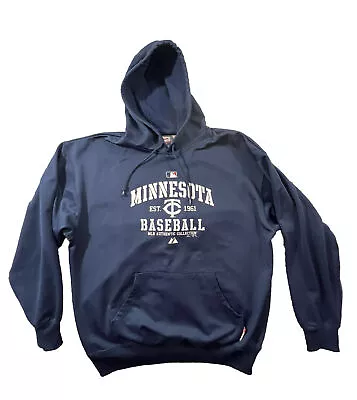 Minnesota Twins MLB Authentic Mens Majestic Therma Base Navy Hoodie Size XL • $31.66