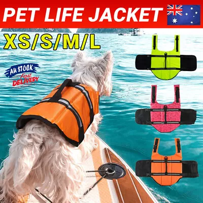 Dog Life Jacket Pet Safety Vest Swimming Boating Float Aid Buoyancy Lifesaver L • $18.96